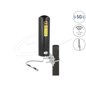   Delock 5G LTE antenna SMA-dugó 3 - 5 dBi irányítatlan, rögzített, kültéri fali és állított elhelyezésre fekete (DL-10037)