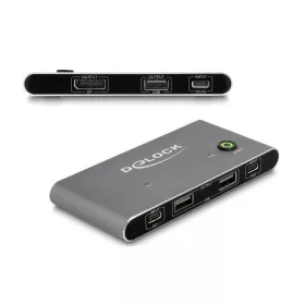   Delock USB-C -s KVM kapcsoló DisplayPort-hez 8K 30 Hz USB 2.0 csatlakozó felülettel (DL-11487)