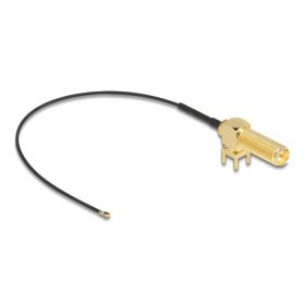   Delock Antenna kábel RP-SMA 90  PCB anya válaszfali csatlakozóval apa I-PEX Inc., MHF  4L-dugó 1.13 15 cm menethossz 15 mm (DL-12032)