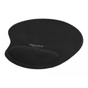   Delock Ergonómikus egérpad géles csuklótámasszal fekete 230 x 202 x 24 mm (DL-12040)