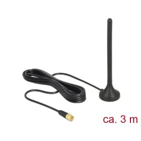   Delock LTE / GSM / UMTS antenna SMA-dugó 2,5 dBi irányítatlan, rögzített, mágneses talppal és csatla (DL-12419)