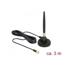  Delock GSM antenna SMA-dugó 3 dBi irányítatlan, rögzített, mágneses talppal és csatlakozókábellel (R (DL-12421)