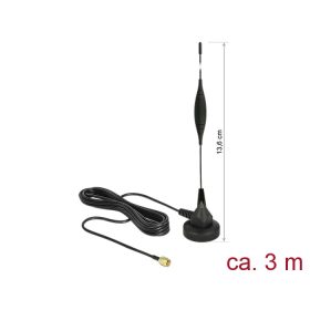   Delock GSM antenna SMA-dugó 5 dBi irányítatlan, rögzített, mágneses talppal és csatlakozókábellel (R (DL-12422)