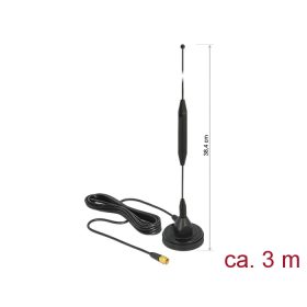   Delock GSM antenna SMA-dugó 3,5 dBi irányítatlan, rögzített, mágneses talppal és csatlakozókábellel (DL-12423)