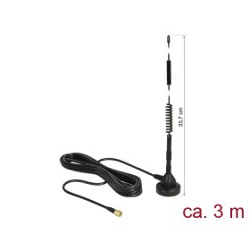   Delock LTE antenna SMA-dugó 5 dBi irányítatlan, rögzített, mágneses talppal és csatlakozókábellel (R (DL-12427)