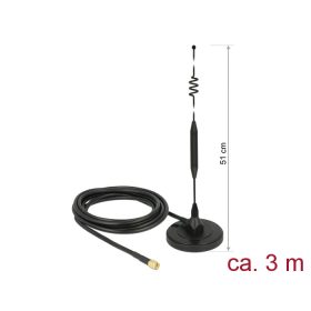   Delock LTE antenna SMA-dugó 6 dBi irányítatlan, rögzített, mágneses talppal és csatlakozókábellel (R (DL-12429)