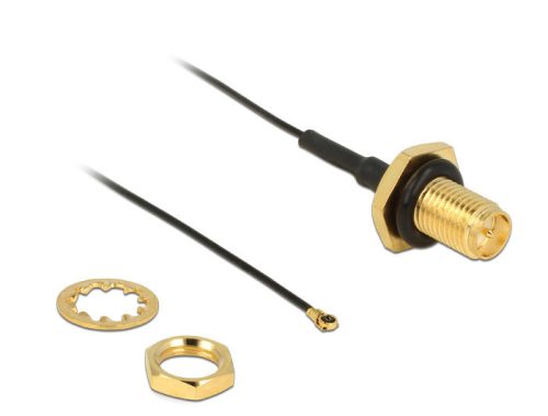 Delock RP-SMA Jack Bulkhead antenna kábel > MHF IV / HSC MXHP32 kompatibilis dugó 200 mm