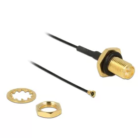   Delock Antennakábel RP-SMA Jack Bulkhead > MHF IV /HSC MXHP32 kompatibilis dugó 100 mm 0,81 menettel (DL-12464)