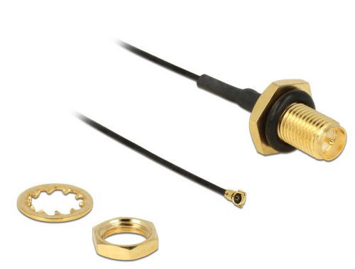 Delock Antennakábel RP-SMA Jack Bulkhead > MHF IV /HSC MXHP32 kompatibilis dugó 100 mm 0,81 menettel