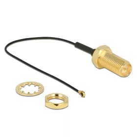   Delock Antennakábel RP-SMA Jack Bulkhead > MHF IV/ HSC MXHP32 kompatibilis dugó 100 mm 0,81 menettel (DL-12465)