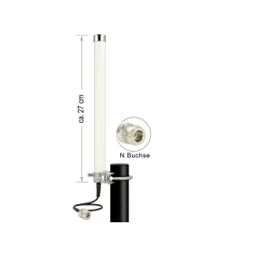   Delock LTE /GSM /UMTS antenna N csatlakozó 2 - 6,5 dBi minden irányú fix pólusra szerelhető fehér (DL-12491)