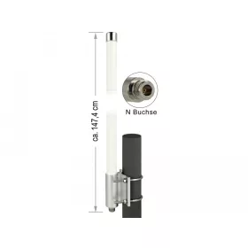   Delock LoRa 868 MHz-es antenna N Jack 8 dBi 147,7 cm-es irányítatlan, fix falra,oszlopra szerelhető (DL-12504)