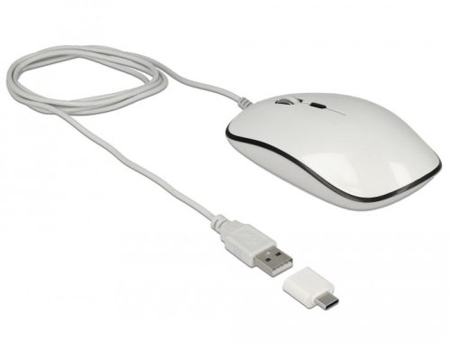 Delock Optikai 4 gombos USB A-típusú + USB Type-C  asztali egér