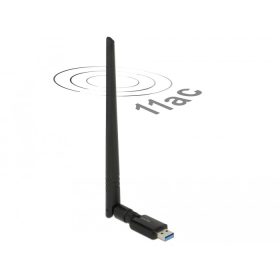   Delock USB 3.0-s, kétsávos WLAN ac/a/b/g/n adapter, 867 + 300 Mbps, külso antennával (DL-12535)