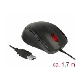   Delock Ergonomikus tervezésu, öt gombos, USB-s optikai egér - balkezeseknek (DL-12548)