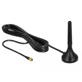   Delock LTE antenna SMA-dugó 1 - 2 dBi irányítatlan, rögzített, mágneses talppal és csatlakozókábelle (DL-12583)