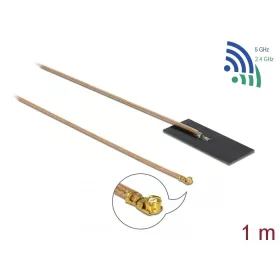  Delock WLAN 802.11 ac/ax/a/h/b/g/n Antenna, MHF  I csatlakozódugó, 0,5 - 1,2 dBi, RG-178 1 m-es NYÁK (DL-12609)