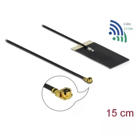   Delock WLAN 802.11 ac/ax/a/h/b/g/n Antenna, MHF  I csatlakozódugó, 2,7 - 3,0 dBi, 1.13 15 cm-es NYÁK (DL-12611)