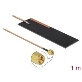  Delock LPWAN antenna SMA dugó 1 - 2 dBi RG-178 1 m PCB belső öntapadó (DL-12620)