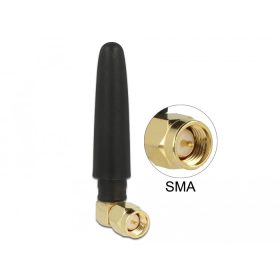   Delock WLAN 802.11 b/g/n antenna SMA apa 90  2 dBi hosszú kétirányú billenő csatlakozással hajlékony (DL-12624)