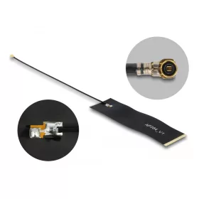   Delock LoRa Antenna 863 - 928 MHz, MHF  4 csatlakozódugó, 1,68 dBi, 15 cm-es 1.13 FPC NYÁK-lap, fekete, öntapadós (DL-12648)