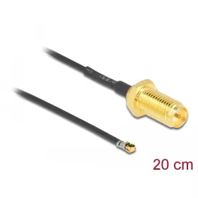   Delock Antenna kábel RP-SMA anya válaszfali csatlakozóval apa MHF  4L LK-dugó 1.37 20 cm menethossz (DL-12656)