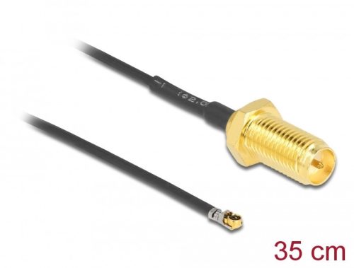 Delock Antenna kábel RP-SMA anya válaszfali csatlakozóval apa MHF  4L LK-dugó 1.37 35 cm menethossz