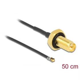   Delock Antenna kábel RP-SMA anya válaszfali csatlakozóval apa MHF  4L LK-dugó 1.37 50 cm menethossz (DL-12661)