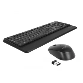   Delock NÉMET Vezetéknélküli fekete (csukló pihentetovel) USB klaviatúra és egér készlet 2,4 GHz (DL-12674)