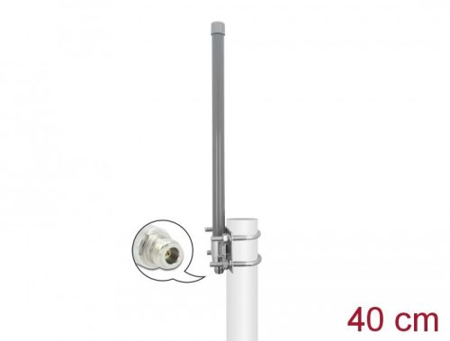 Delock 433 MHz antenna N-hüvely 2 dBi 40 cm irányítatlan, rögzített, kültéri, szürke