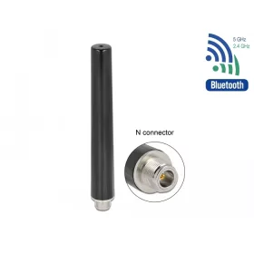   Delock Két csatornás WLAN WiFi 6 Antenna N anya 4 - 6 dBi 16,55 cm többirányú fix kültéri fekete (DL-12701)