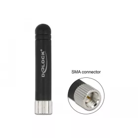  Delock LPWAN 868 MHz antenna SMA-dugó 1,6 dBi irányítatlan, rögzített, fekete (DL-12713)