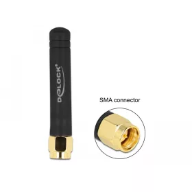   Delock LPWAN 868 MHz antenna SMA-dugó 1,6 dBi irányítatlan, rögzített, fekete (DL-12715)