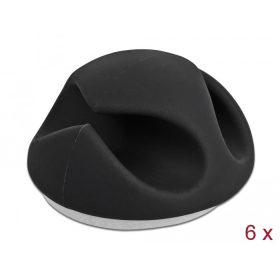   Delock Kábeltartó 2 kábelrendezővel 6 darabos készlet fekete (DL-18344)