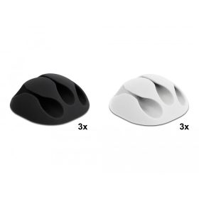   Delock Kábeltartó három kábelrendezővel 6 darabos készlet fekete / fehér (DL-18346)