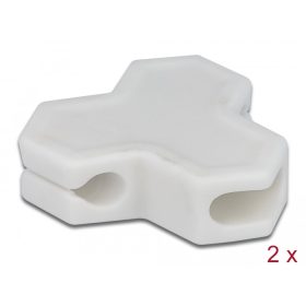   Delock Kábeltartó öntapadó 3 átvezetővel (1 db lapos kábel és 2 db kerek kábel) 2 db fehér (DL-18401)