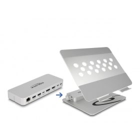   Delock Tablet és Laptop állvány beépített dokkoló állomással 4K - HDMI / DisplayPort / LAN / Hub / HDR / PD (DL-18442)