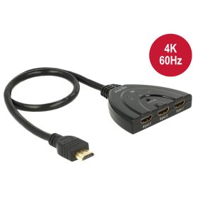   Delock HDMI UHD-kapcsoló, 3 x HDMI-bemenet > 1 x HDMI-kimenet, 4K integrált kábellel (50 cm) (DL-18600)