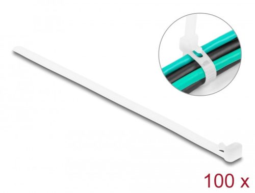 Delock Újrahasználható kábelkötegelő H 150 x Sz 7,2 mm 100 db. Fehér