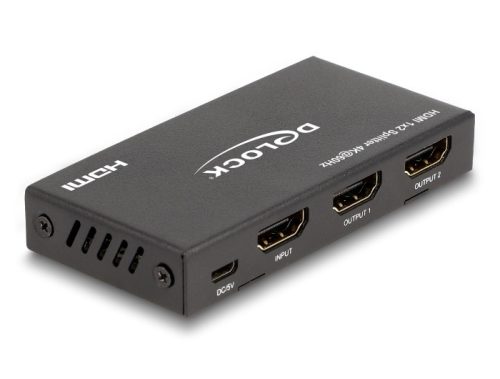 Delock HDMI elosztó 1 x HDMI megoszlik 2 x HDMI-vé, 4K 60 Hz kimenettel és downscalerrel