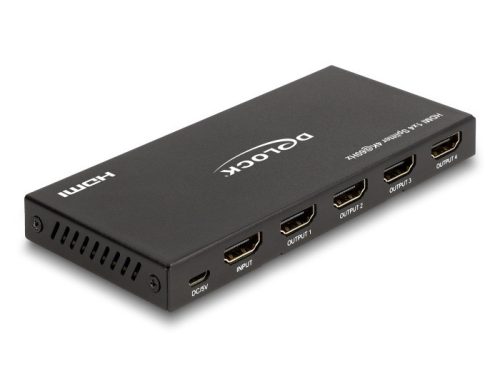 Delock HDMI elosztó 1 x HDMI megoszlik 4 x HDMI-vé, 4K 60 Hz kimenettel és downscalerrel