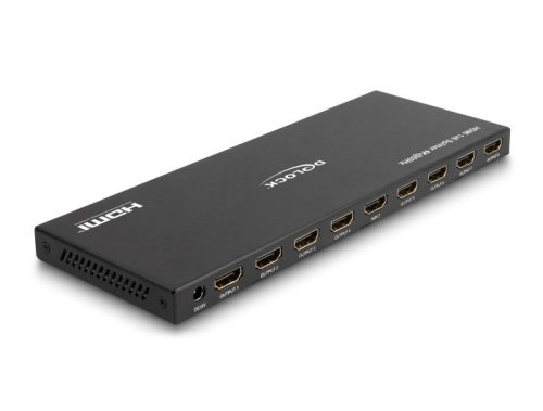 Delock HDMI elosztó 1 x HDMI megoszlik 8 x HDMI-vé, 4K 60 Hz kimenettel és downscalerrel