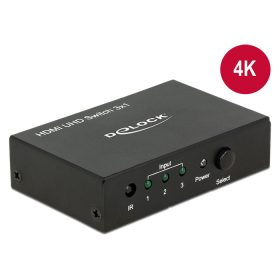   Delock HDMI UHD-kapcsoló, 3 x HDMI-bemenet > 1 x HDMI-kimenet, 4K (DL-18683)