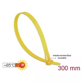   Delock Kábelösszeköto újrahasznosítható hoálló hossza 300 mm, szélessége 7,6 mm, 100 db. sárga (DL-18761)