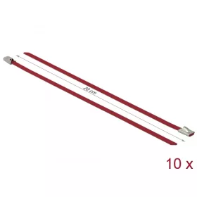   Delock Rozsdamentes Acél Kábelkötegek Hossza 200 x Szélesség 4,6 mm piros 10 db. (DL-18777)
