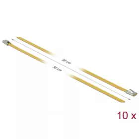   Delock Rozsdamentes Acél Kábelkötegek Hossza 300 x Szélesség 4,6 mm sárga 10 db. (DL-18786)
