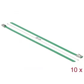   Delock Rozsdamentes Acél Kábelkötegek Hossza 200 x Szélesség 4,6 mm zöld 10 db. (DL-18801)