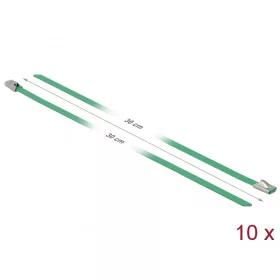   Delock Rozsdamentes Acél Kábelkötegek Hossza 300 x Szélesség 4,6 mm zöld 10 db. (DL-18802)