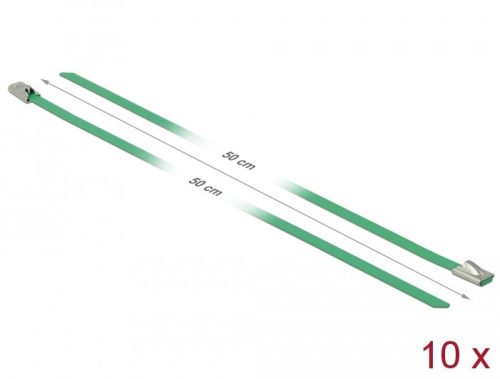 Delock Rozsdamentes Acél Kábelkötegek Hossza 500 x Szélesség 4,6 mm zöld 10 db.