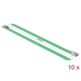   Delock Rozsdamentes Acél Kábelkötegek Hossza 200 x Szélesség 7,9 mm zöld 10 db. (DL-18805)